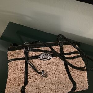Brighton Black and Tan Woven Shoulder Bag